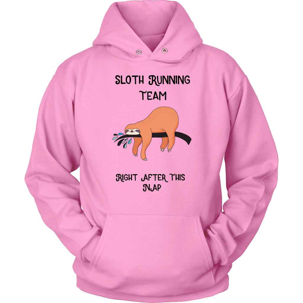 Sloth Running Team T-shirt Unisex Hoodie Pink S