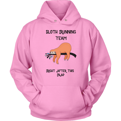 Image of Sloth Running Team T-shirt Unisex Hoodie Pink S