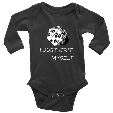 Image of I Just Crit Myself Onsies T-shirt Long Sleeve Baby Bodysuit Black NB