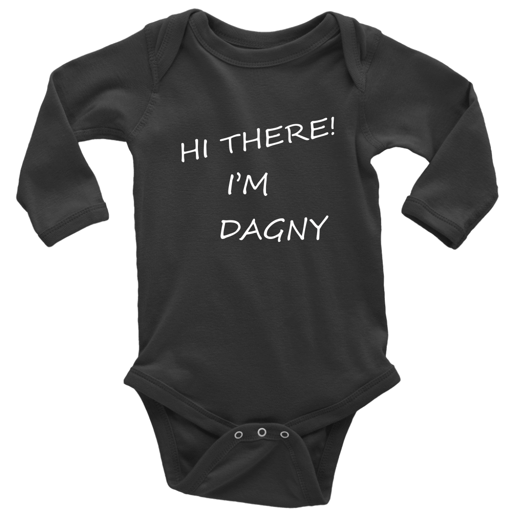 Hello There Dagny Onseis T-shirt Long Sleeve Baby Bodysuit Black NB