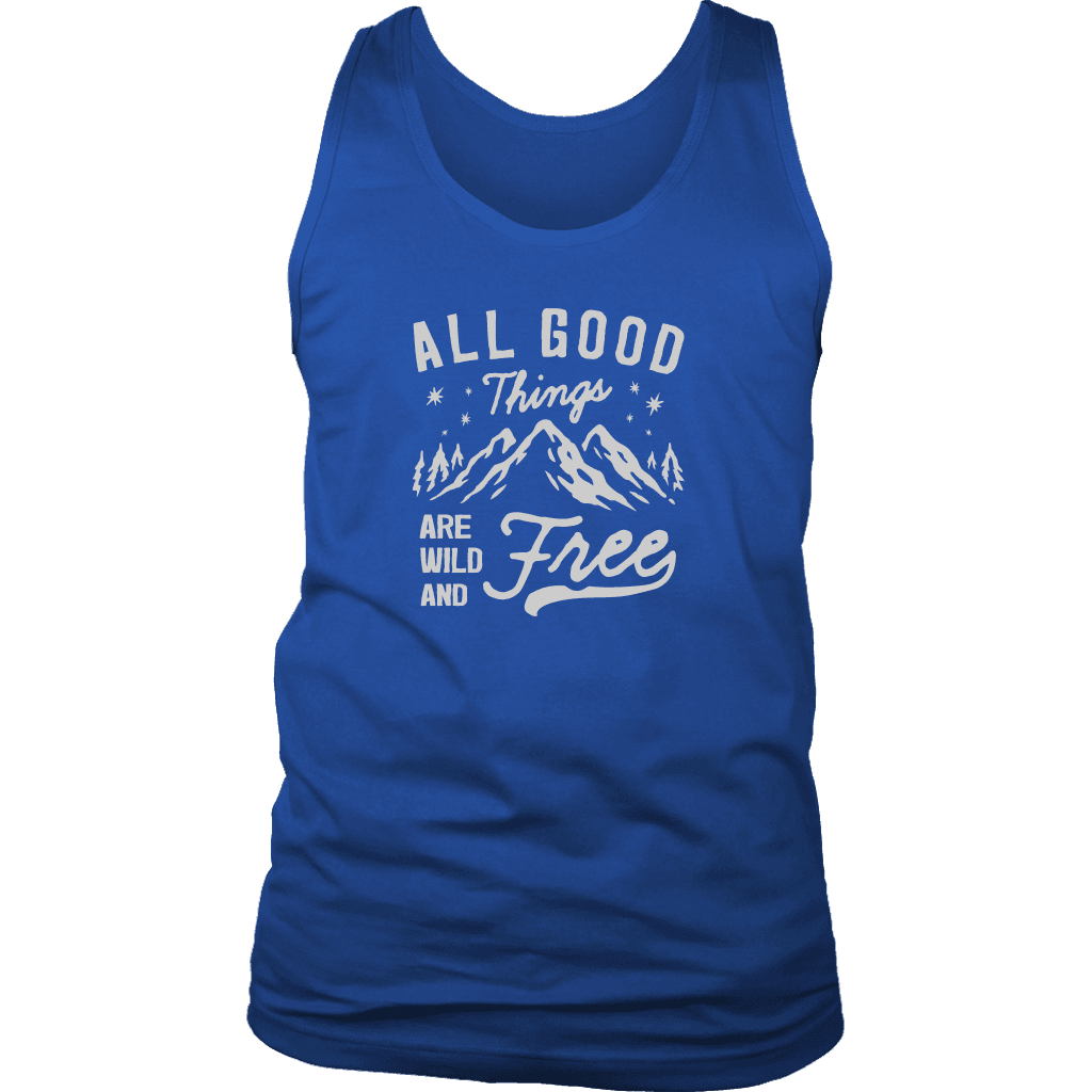 Wild and Free T-shirt District Mens Tank Royal Blue S