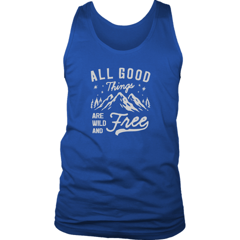 Image of Wild and Free T-shirt District Mens Tank Royal Blue S