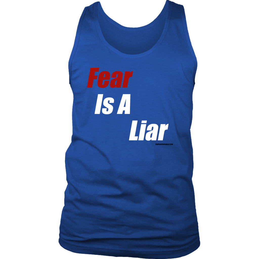 Fear Is A Liar, Bold White T-shirt District Mens Tank Royal Blue S
