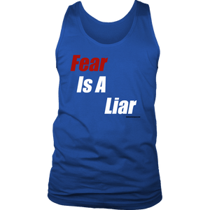 Fear Is A Liar, Bold White T-shirt District Mens Tank Royal Blue S