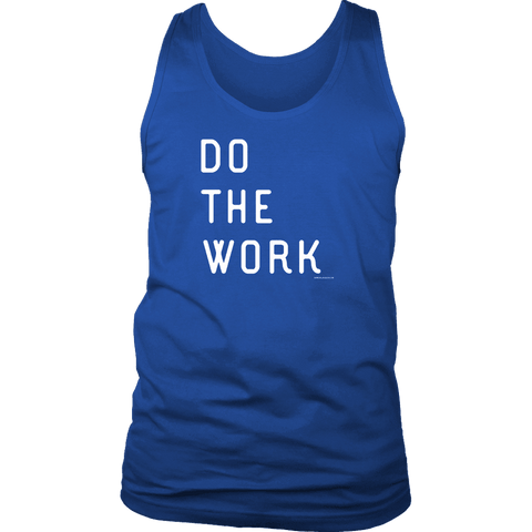 Image of Do The Work | Mens | White Print T-shirt District Mens Tank Royal Blue S
