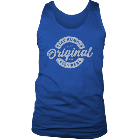 Image of Stay Real, Stay Original Mens Shirts T-shirt District Mens Tank Royal Blue S