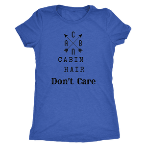 CABN, Cabin Hair, Don't Care T-shirt Next Level Womens Triblend Vintage Royal S