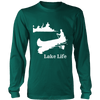 Lake Life, Person in Canoe on the Lake T-shirt Long Sleeve Shirt Dark Green S