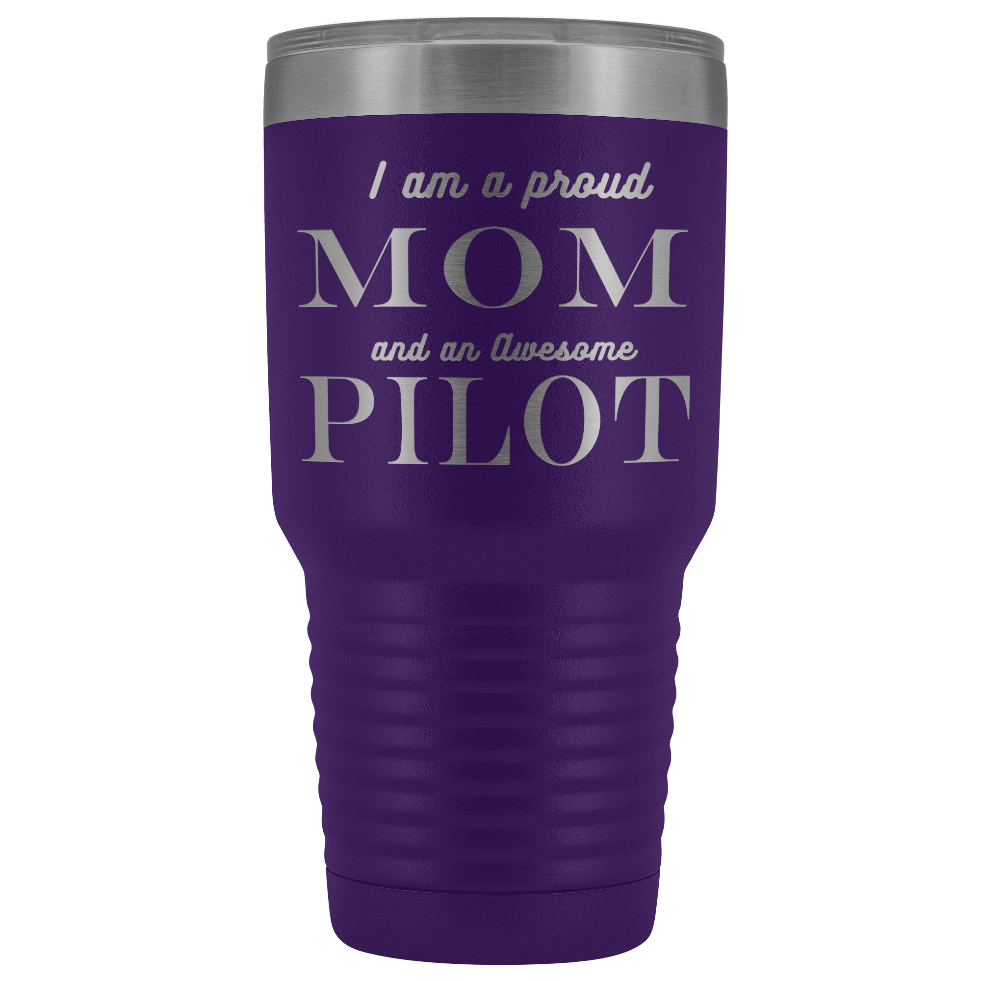 Proud Mom, Awesome Pilot Tumblers Purple 