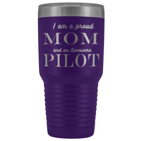 Image of Proud Mom, Awesome Pilot Tumblers Purple 
