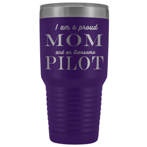 Proud Mom, Awesome Pilot Tumblers Purple 