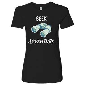 Seek Adventure with Binoculars (Womens) T-shirt Next Level Womens Shirt Black S