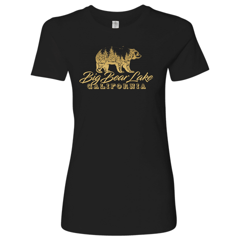 Image of Big Bear Lake California V.2, Womens, Gold T-shirt Next Level Womens Shirt Black S