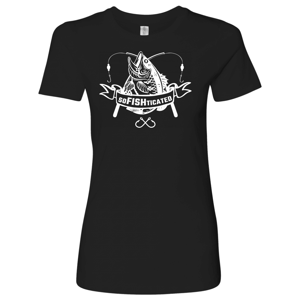 soFISHticated Womens White T-shirt Next Level Womens Shirt Black S