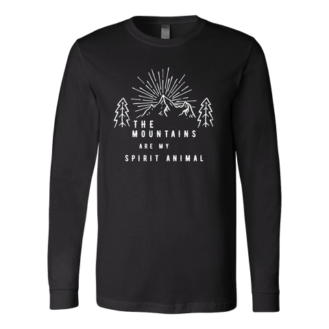 Image of Mountains Spirit T Shirt 1 T-shirt Canvas Long Sleeve Shirt Black S