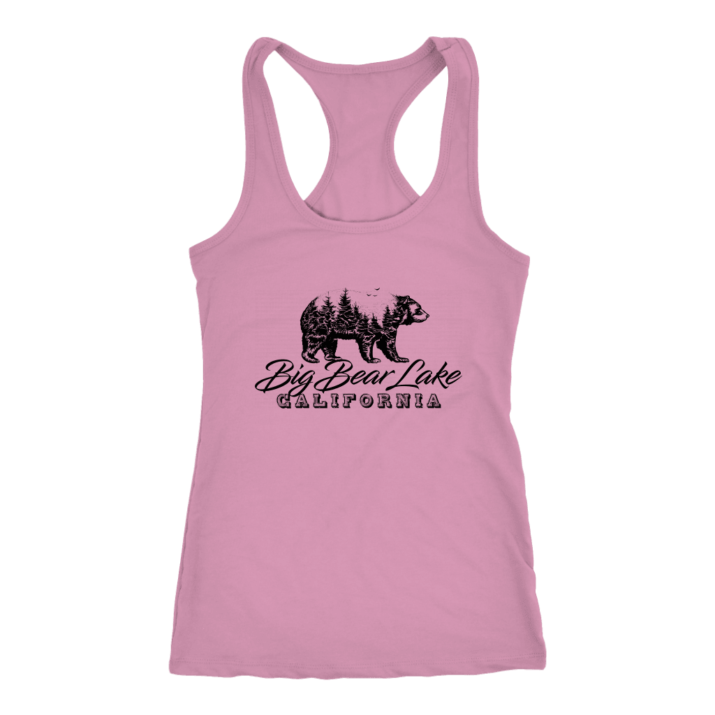 Big Bear Lake California V.2, Womens, Black T-shirt Next Level Racerback Tank Lilac XS