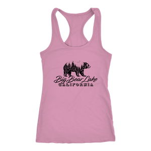 Big Bear Lake California V.2, Womens, Black T-shirt Next Level Racerback Tank Lilac XS