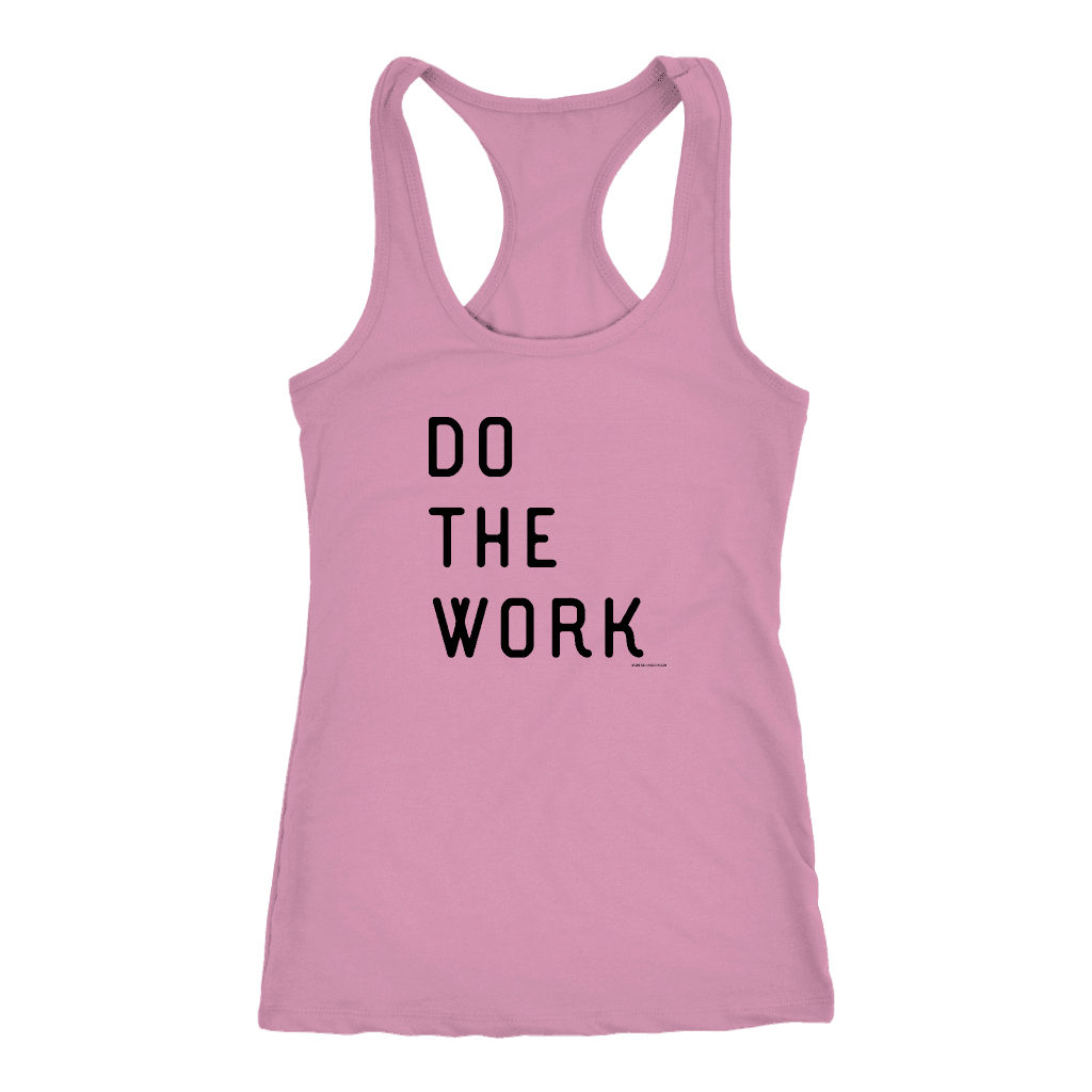 Do The Work | Womens | Black Print T-shirt Next Level Racerback Tank Lilac XS