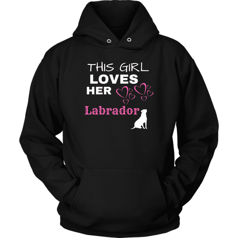 Image of This Girl Loves Her Lab T-shirt Unisex Hoodie Black S
