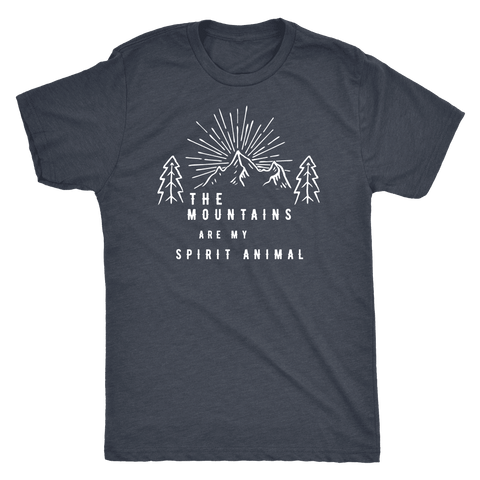 Image of Mountains Spirit T Shirt 1 T-shirt Next Level Mens Triblend Vintage Navy S