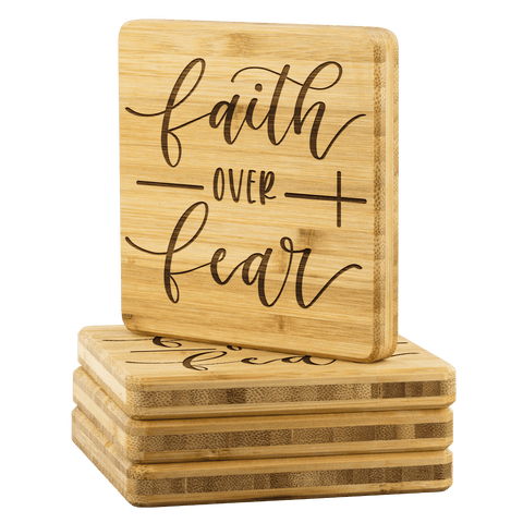 Image of Faith over Fear Handmade Bamboo Coasters Coasters 