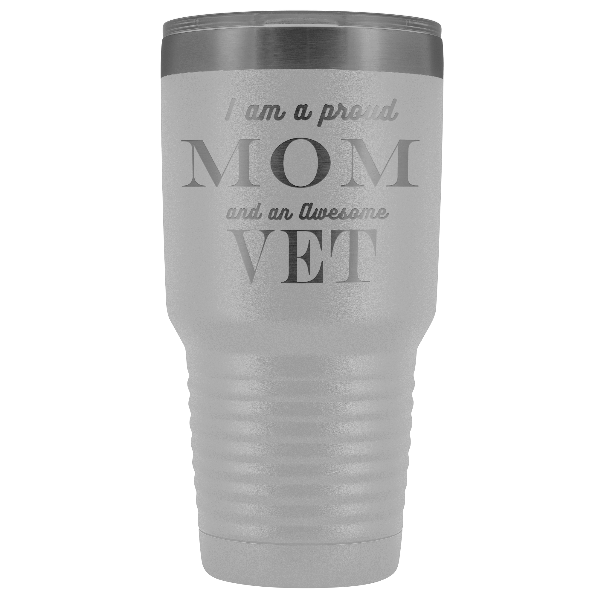 Proud Mom, Awesome Vet Tumblers White 