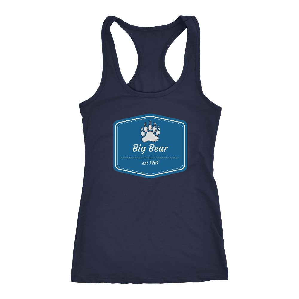 Big Bear Blue Logo T-shirt Next Level Racerback Tank Navy XS
