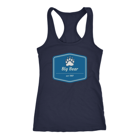 Image of Big Bear Blue Logo T-shirt Next Level Racerback Tank Navy XS