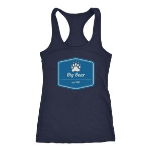 Big Bear Blue Logo T-shirt Next Level Racerback Tank Navy XS