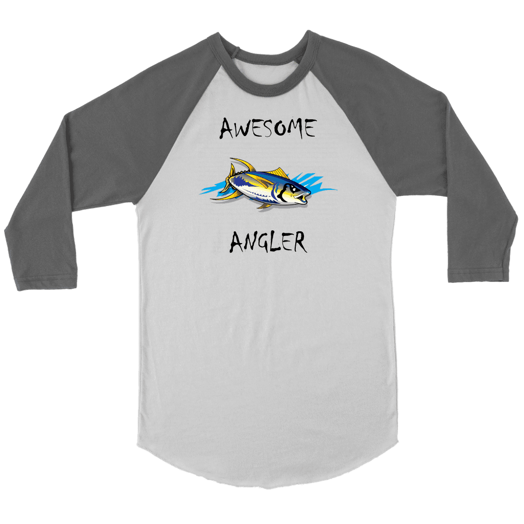 You're An Awesome Angler | V.2 Chiller T-shirt Canvas Unisex 3/4 Raglan White/Asphalt S