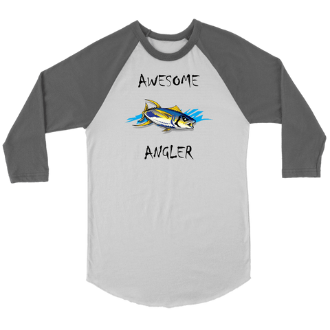 Image of You're An Awesome Angler | V.2 Chiller T-shirt Canvas Unisex 3/4 Raglan White/Asphalt S