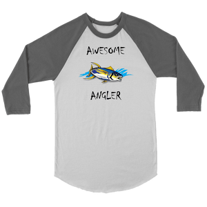 You're An Awesome Angler | V.2 Chiller T-shirt Canvas Unisex 3/4 Raglan White/Asphalt S