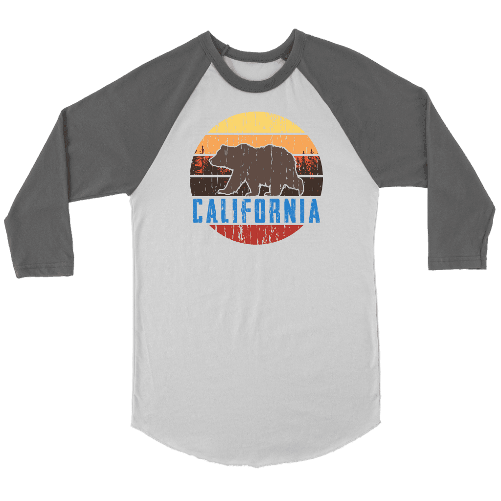 Big Bear Lake California V.1, Raglan T-shirt Canvas Unisex 3/4 Raglan White/Asphalt S