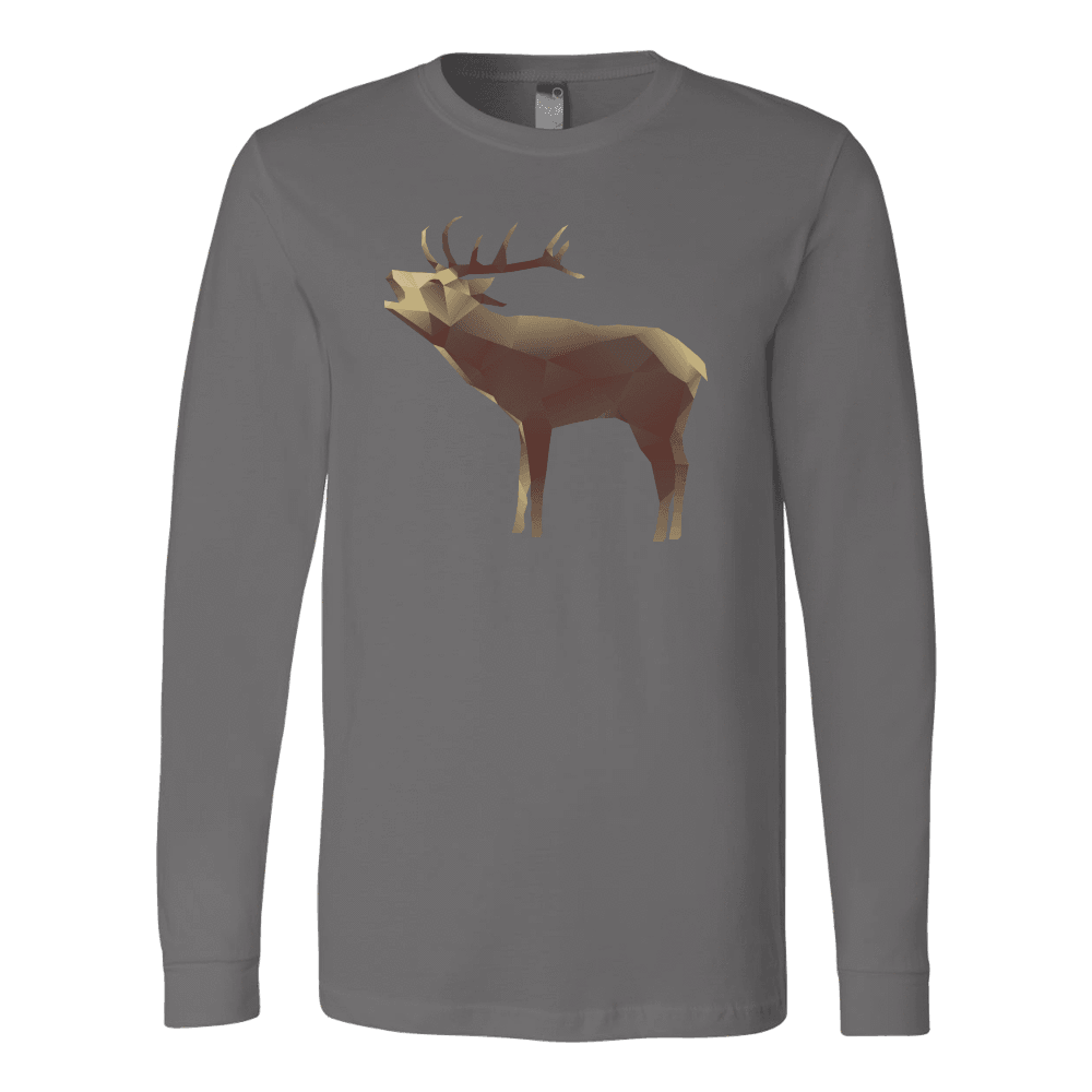 Large Polygonaly Deer T-shirt Canvas Long Sleeve Shirt Asphalt S