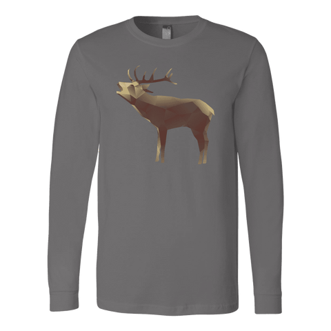 Image of Large Polygonaly Deer T-shirt Canvas Long Sleeve Shirt Asphalt S