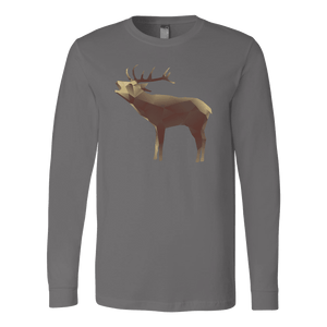 Large Polygonaly Deer T-shirt Canvas Long Sleeve Shirt Asphalt S