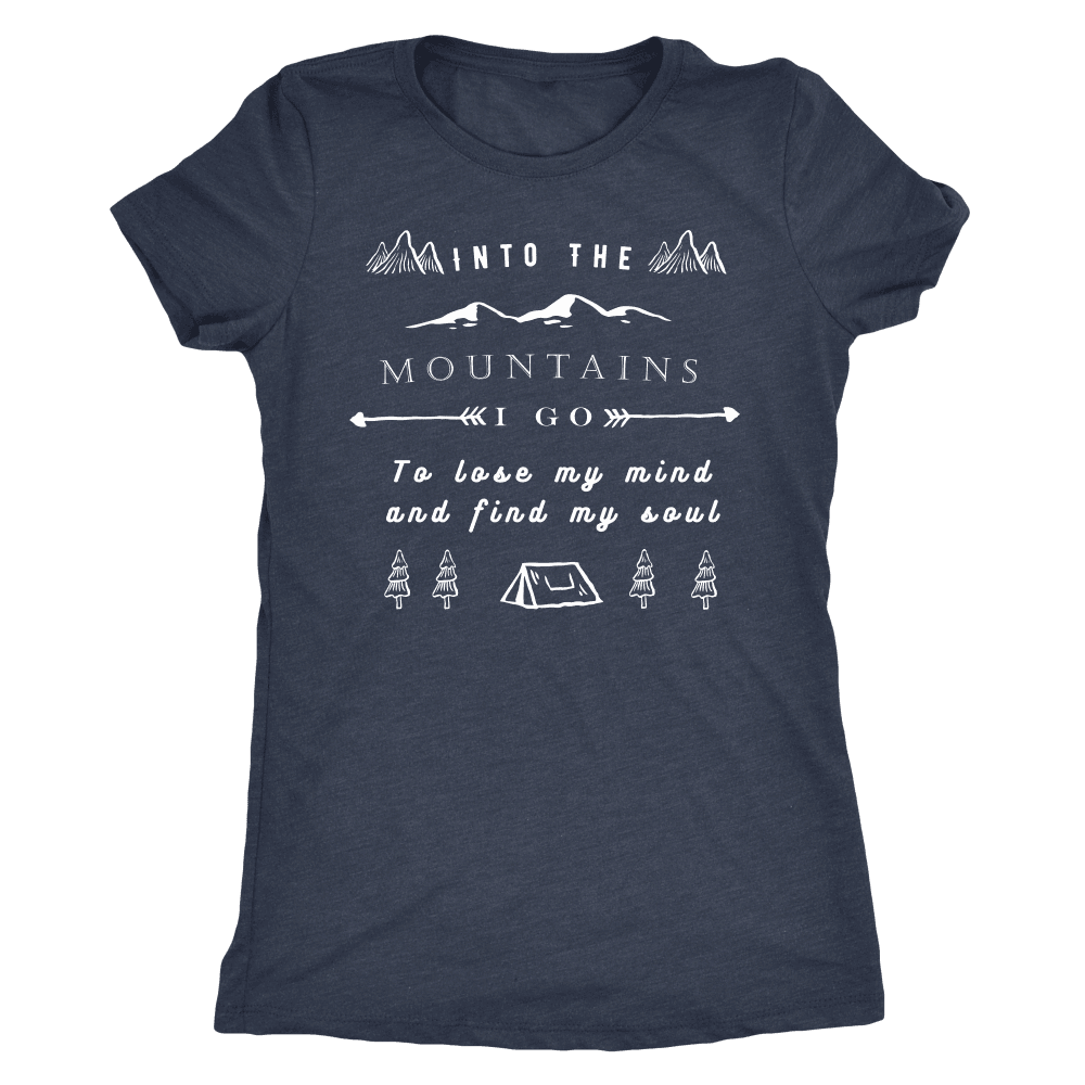 Into the Mountains I Go T-shirt Next Level Womens Triblend Vintage Navy S