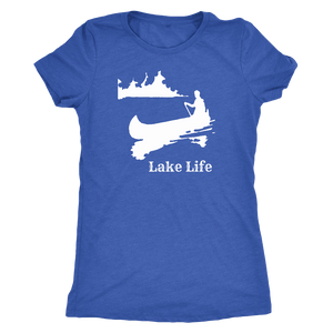 Lake Life, Person in Canoe on the Lake T-shirt Next Level Womens Triblend Vintage Royal S