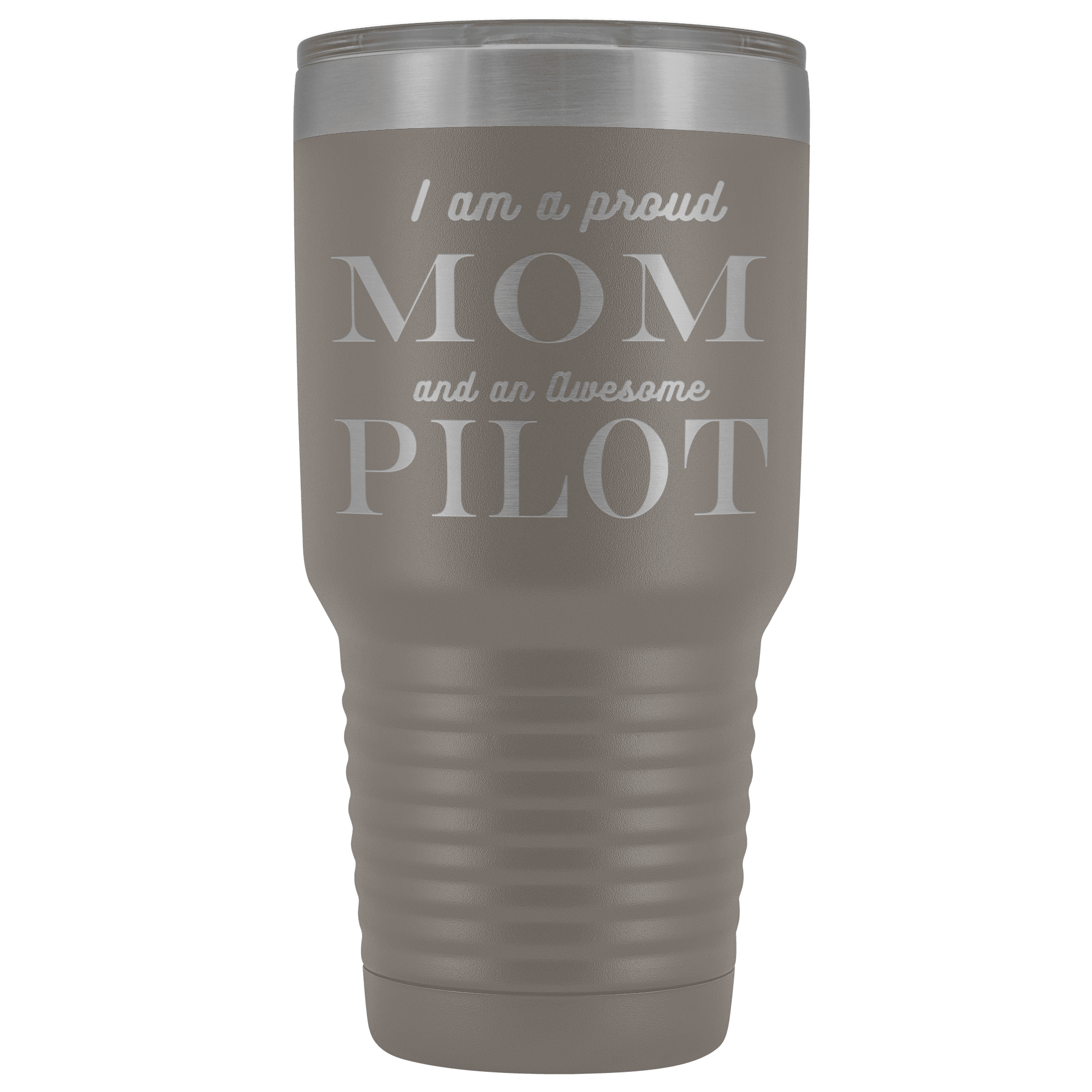 Proud Mom, Awesome Pilot Tumblers Pewter 