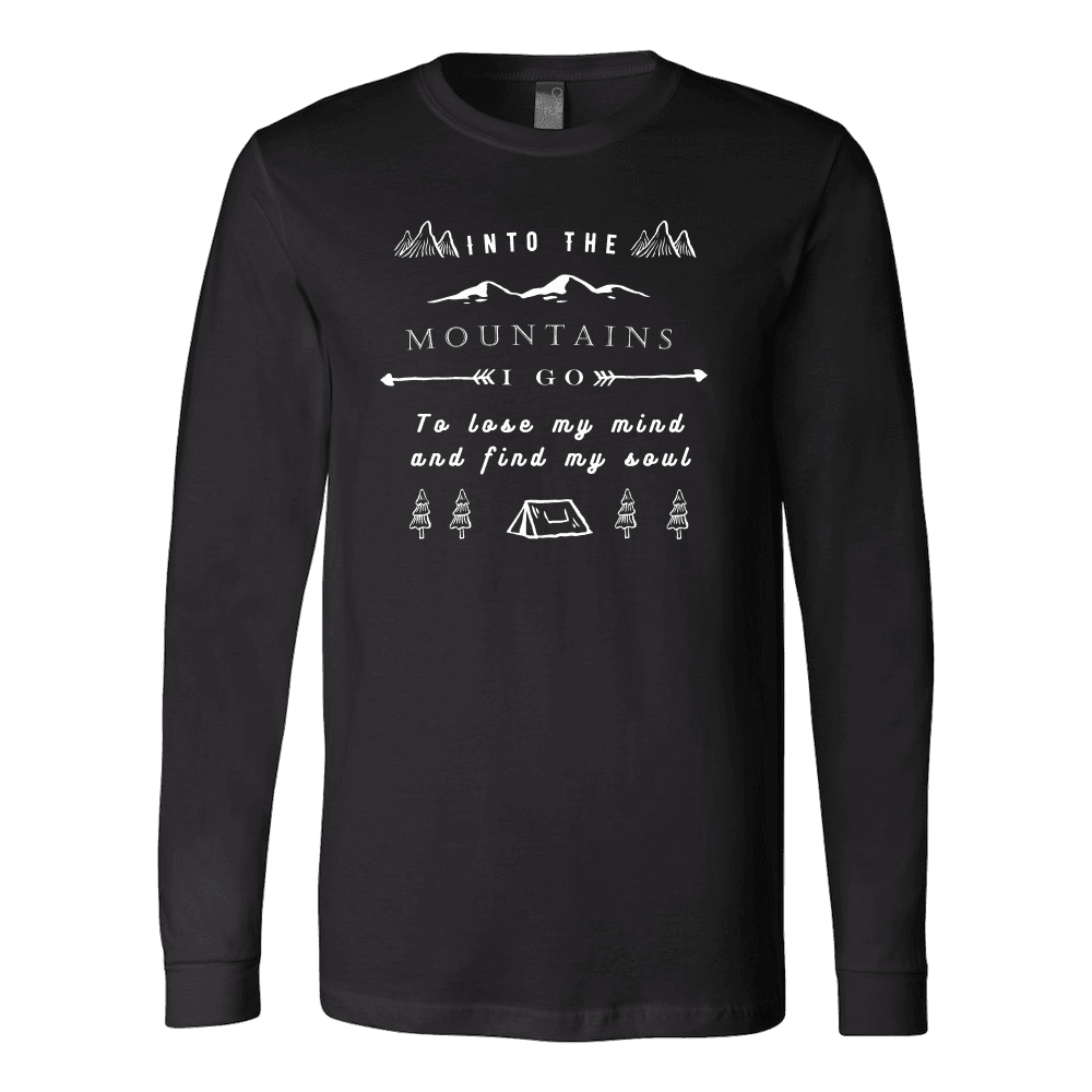 Into the Mountains I Go T-shirt Canvas Long Sleeve Shirt Black S