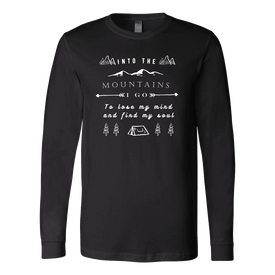 Into the Mountains I Go T-shirt Canvas Long Sleeve Shirt Black S